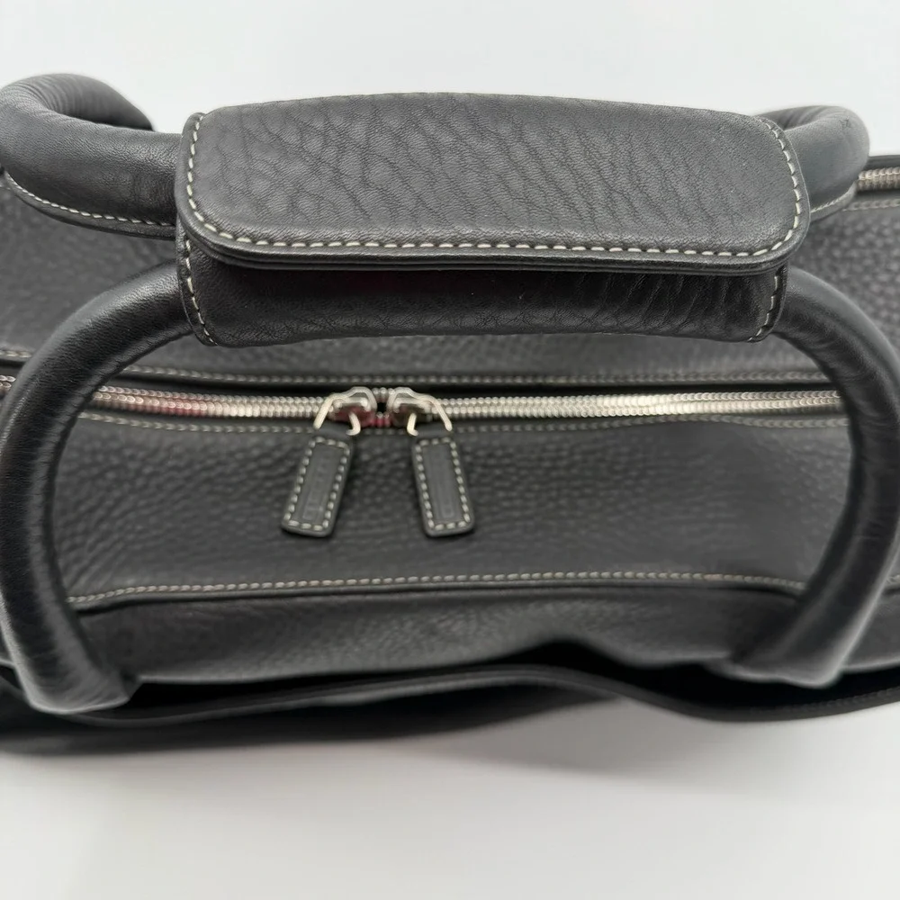 Levenger Pebbled Leather Briefcase Black Executive Business Laptop Portfolio Bag